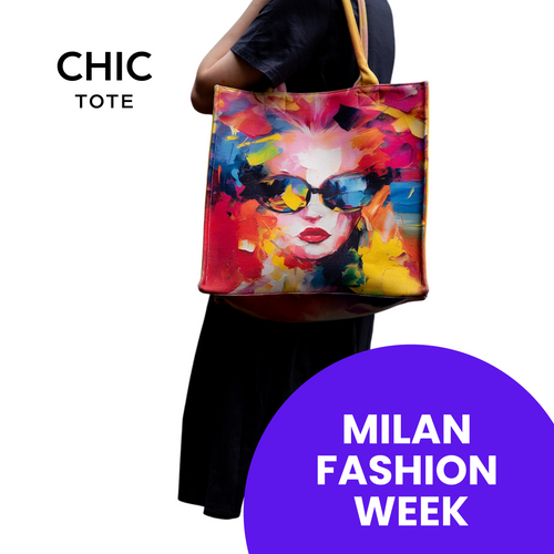 100% Artistic Cotton Tote Bag Sustainable Fashion-MILAN FASHION WEEK