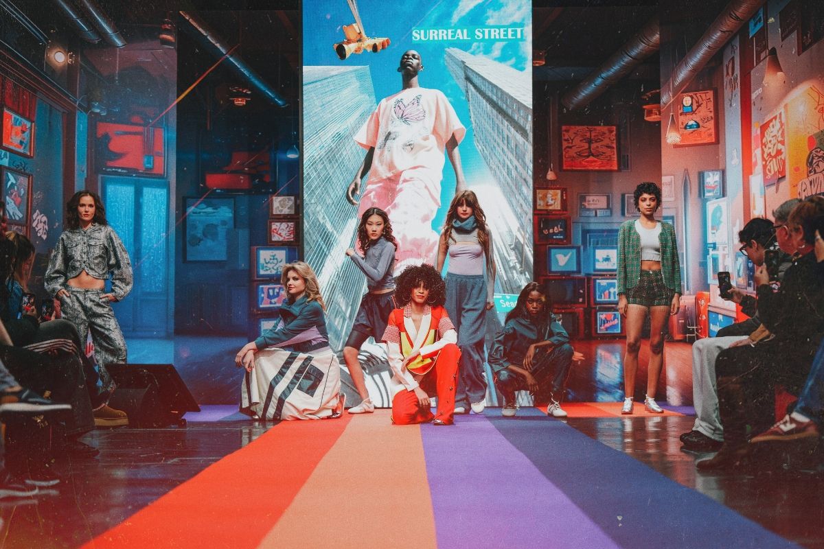A group of women on a runway