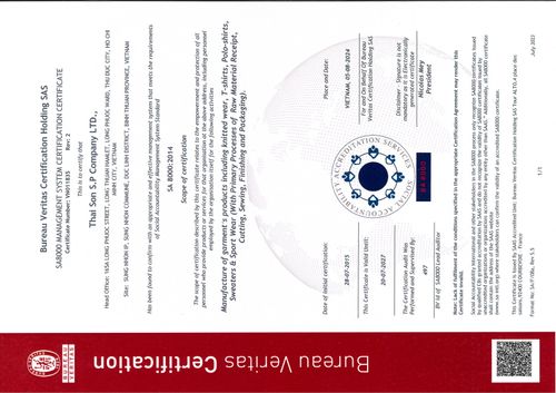 Thai Son S.P Vietnam Knitwear Company Profile & Certifications