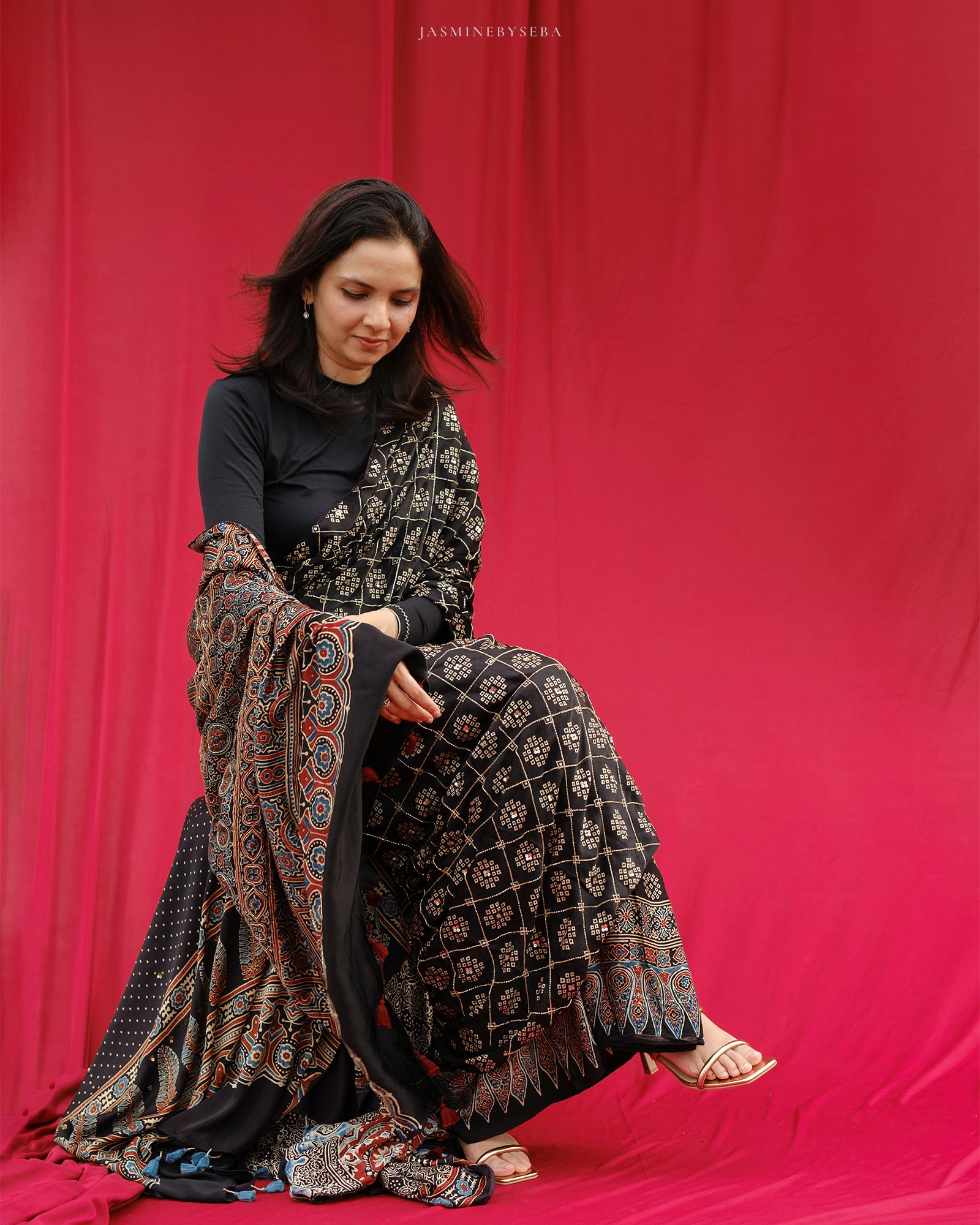 Ajrakh handcrafted silk sarees
