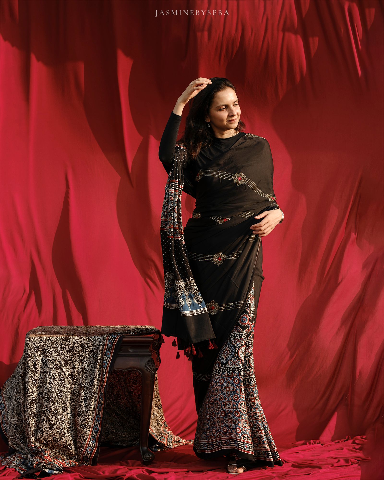 Ajrakh handcrafted silk sarees