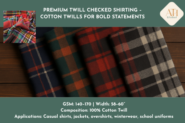 Premium Twill Checked Shirting – Cotton Twills for Bold Statements