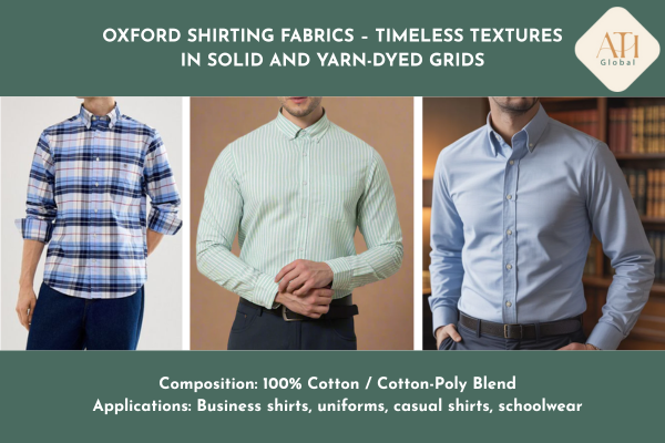 Oxford Shirting Fabrics – Timeless Textures in Solid and Yarn-Dyed Grids
