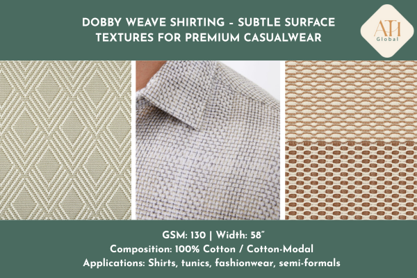 Dobby Weave Shirting – Subtle Surface Textures for Premium Casualwear
