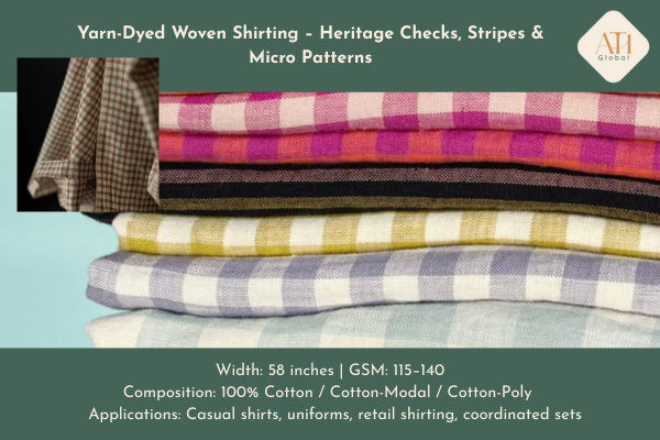 Yarn-Dyed Woven Shirting – Heritage Checks, Stripes & Micro Patterns