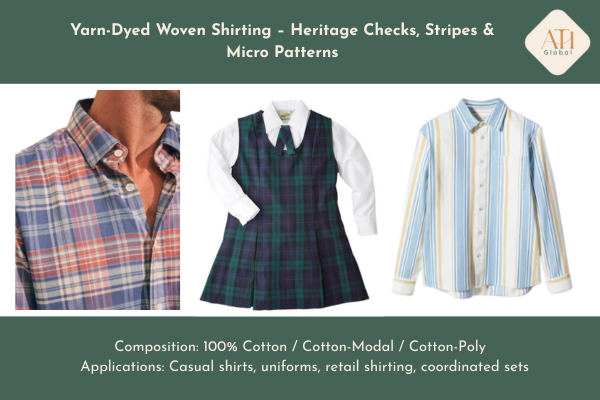 Yarn-Dyed Woven Shirting – Heritage Checks, Stripes & Micro Patterns