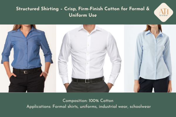 Structured Shirting – Crisp, Firm-Finish Cotton for Formal & Uniform Use