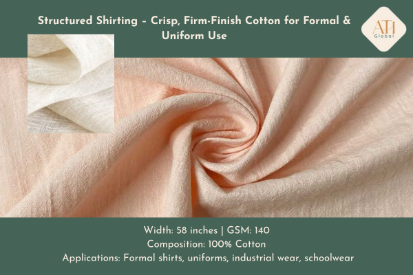 Structured Shirting – Crisp, Firm-Finish Cotton for Formal & Uniform Use