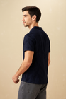 Men’s Textured Navy Cuban Collar Shirt