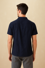 Men’s Textured Navy Cuban Collar Shirt