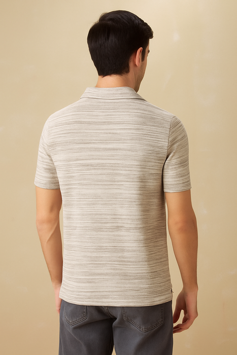Men’s  Melange Textured Casual Collar T-Shirt
