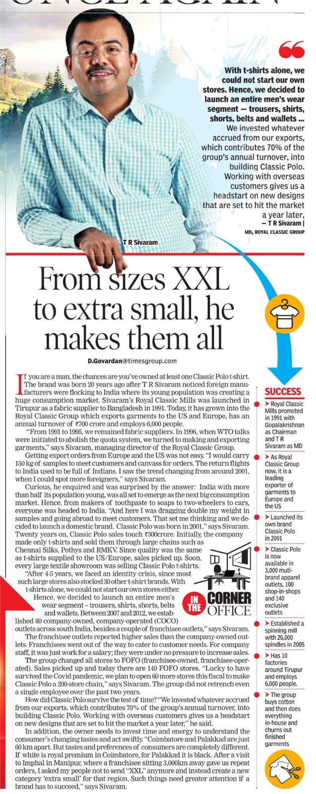 From Sizes XXL to Extra Small, He Makes Them All