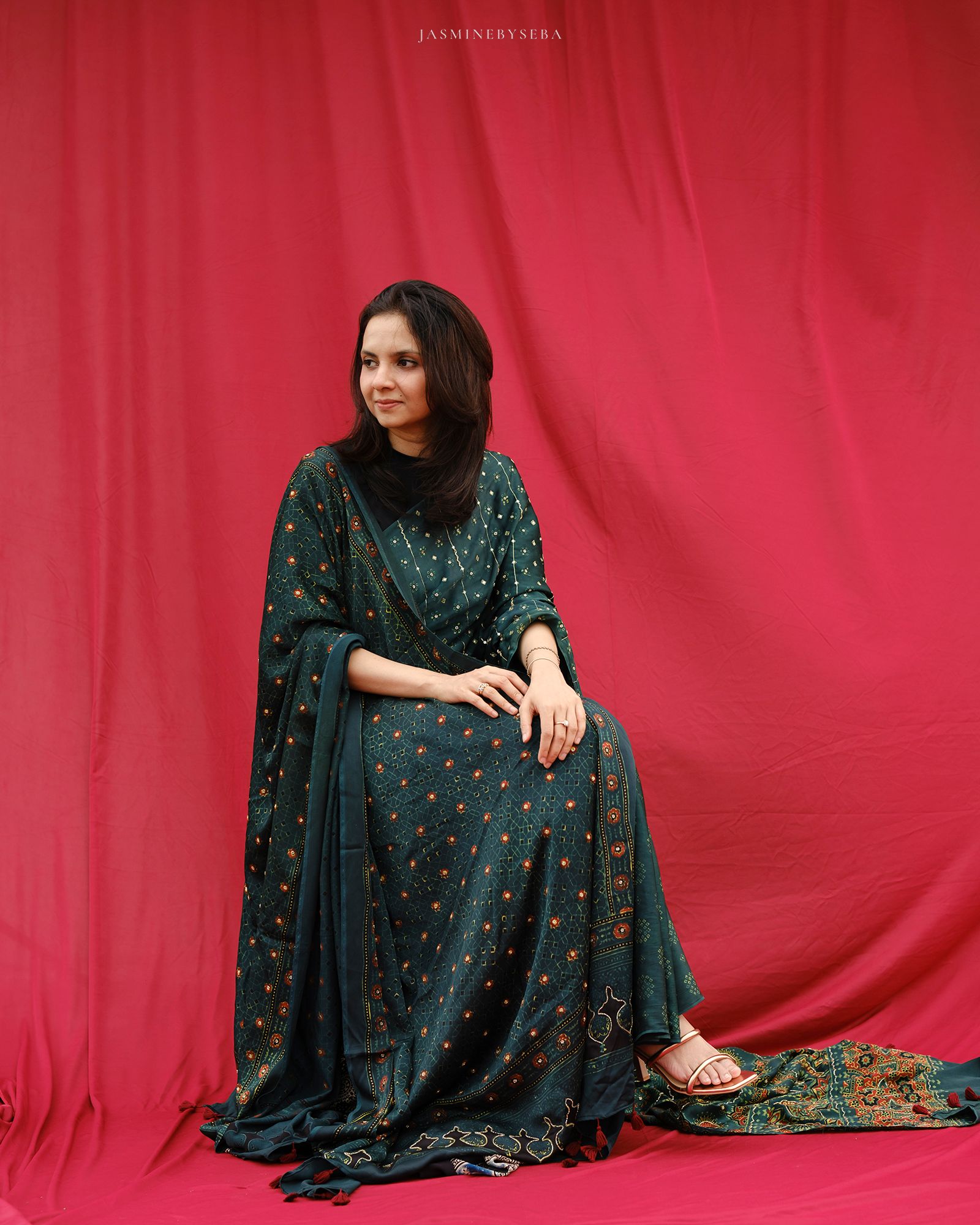 Ajrakh handcrafted silk saree