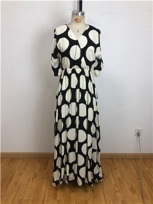 womens boho dress polka dots dresses v neck maxi dress bohemian style