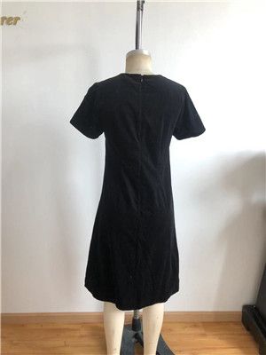 Black midi dress square collar elegant hepburn style clothes slim casual wear