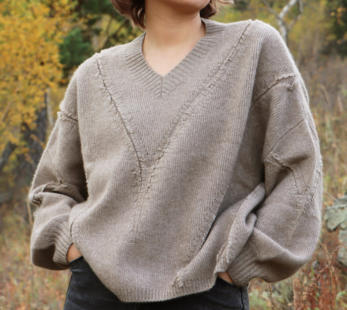 Cashmere Jumper Fringed V Neck Jumper