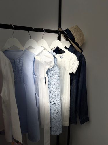 White & Blue little girls dresses
