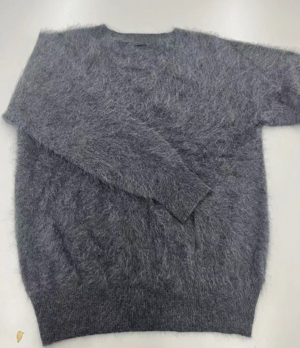 Washed hairy cashmere V-neck pullover