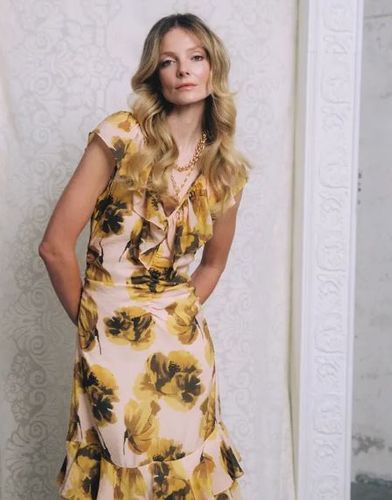 Viscose Ruffle Dress Peony