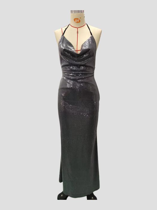 Sequin Twist Front Maxi Dress
