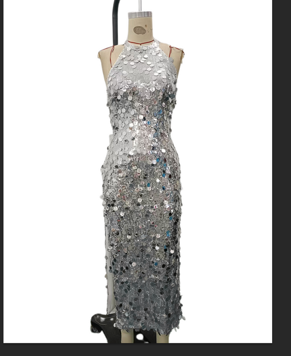 Sequin Twist Front Maxi Dress