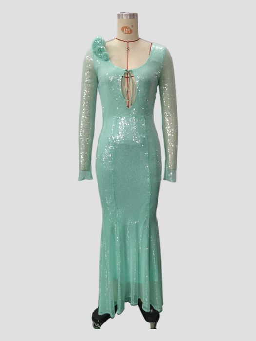 Sequin Twist Front Maxi Dress