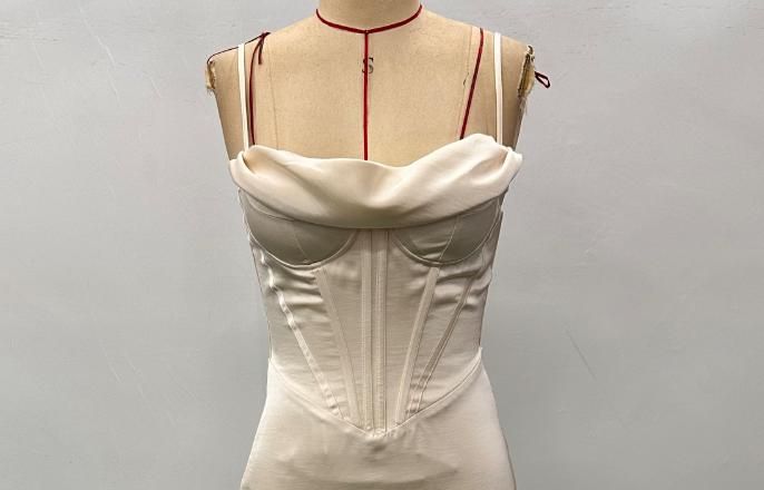 Bonded Corset Satin Midi Dress
