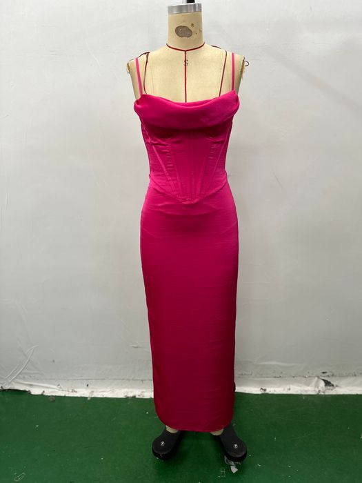 Bonded Corset Satin Midi Dress