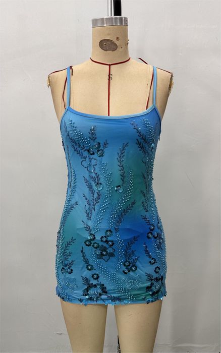 Embellished Sequins 3D Beads Dress