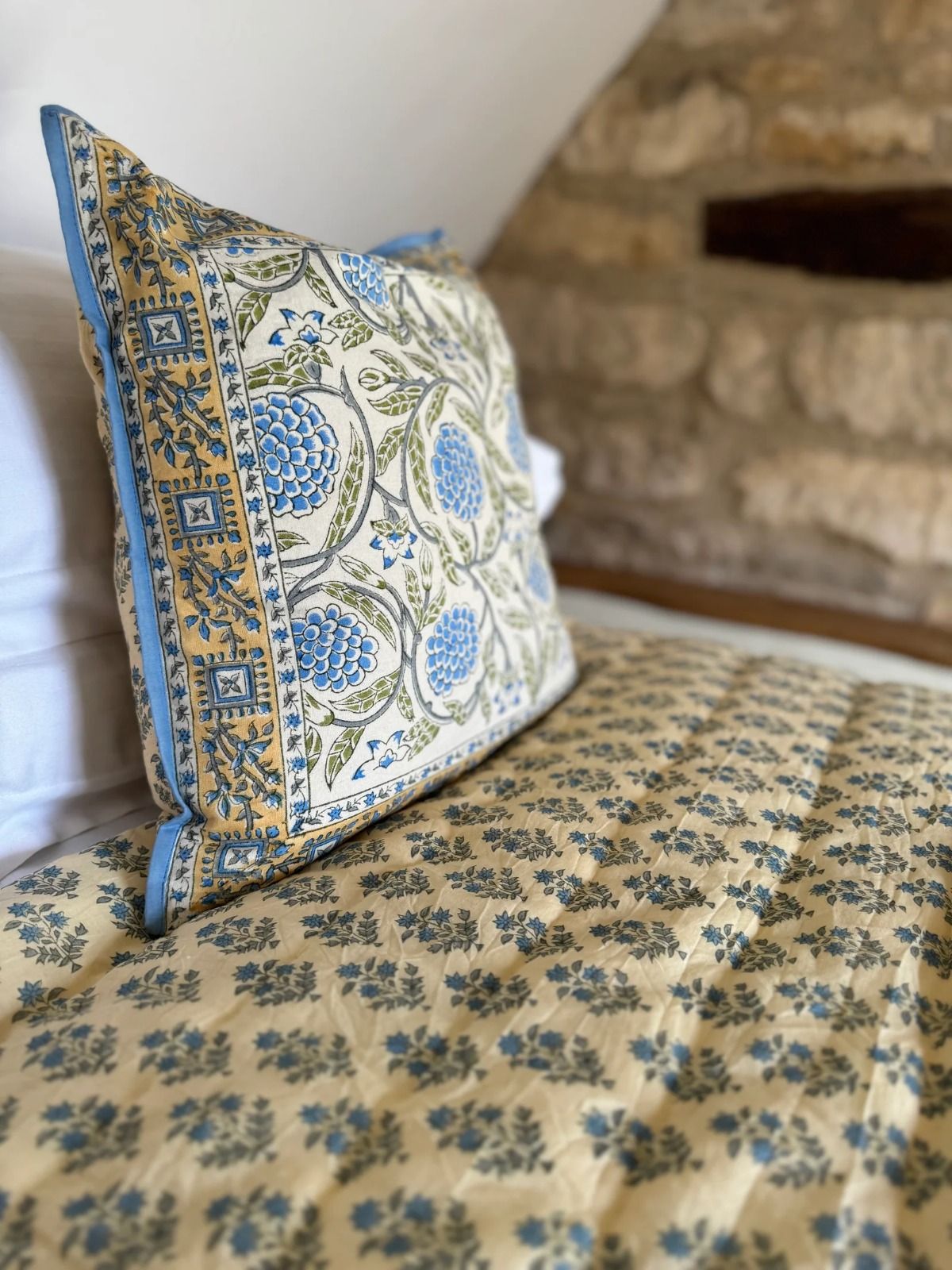Hand Block Printed Cotton Bedsheet with Matching Pillow Cover