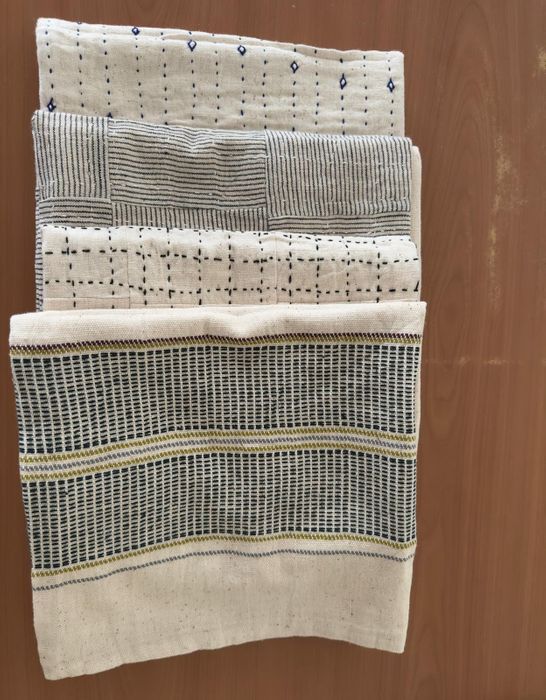 leather bags and Handwoven home linen