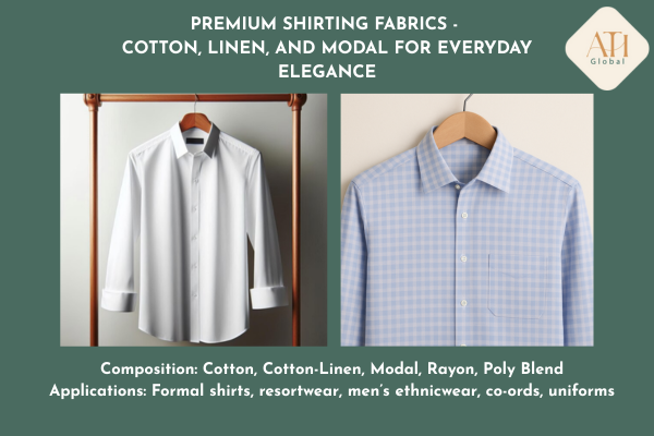 Premium Shirting Fabrics – Cotton, Linen, and Modal for Everyday Elegance