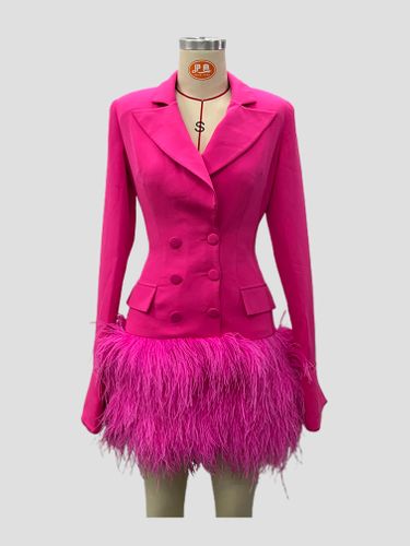 Feather Blazer Suit      Embellished  Trim  Denim Jacket