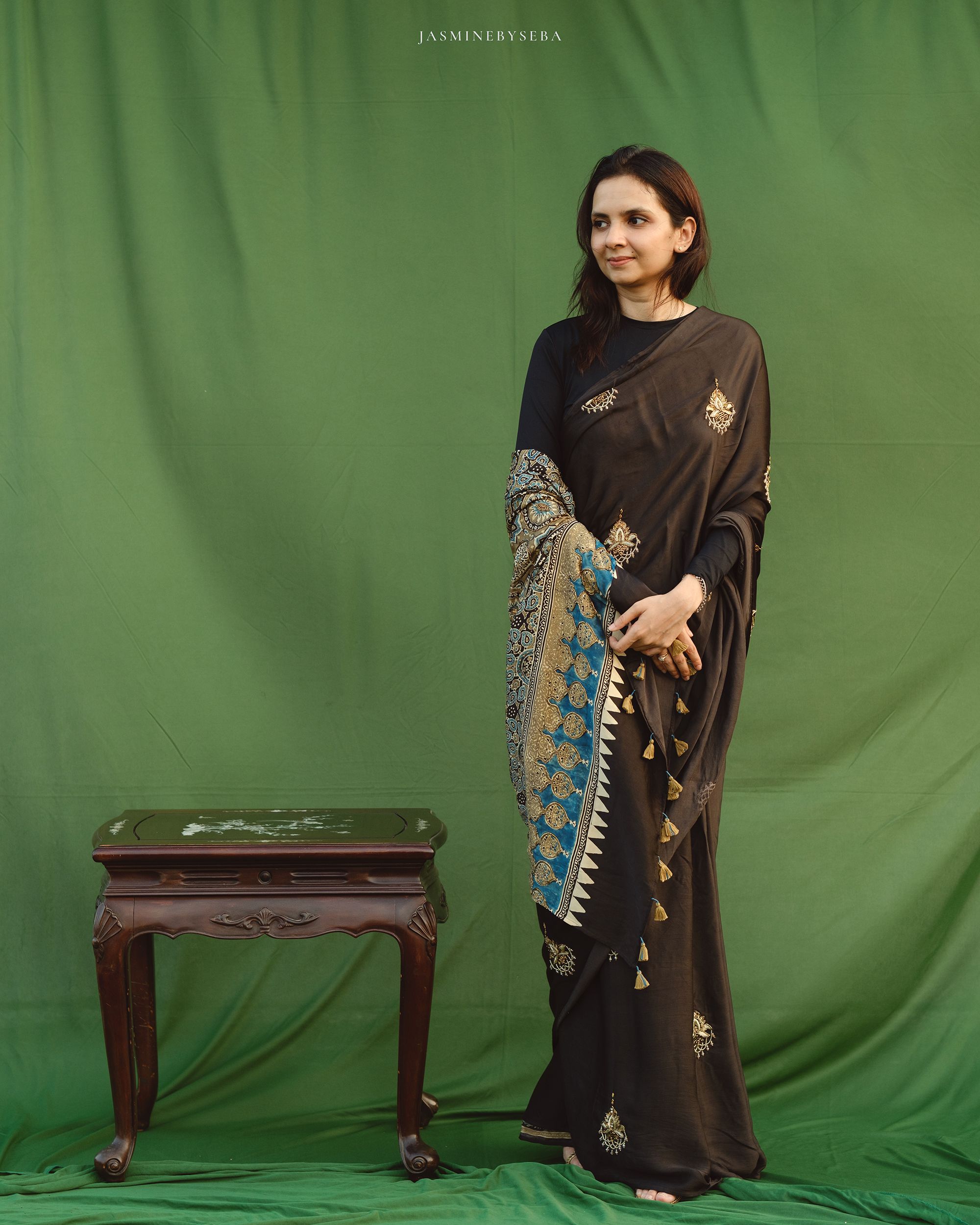 Ajrakh handcrafted pure silk saree