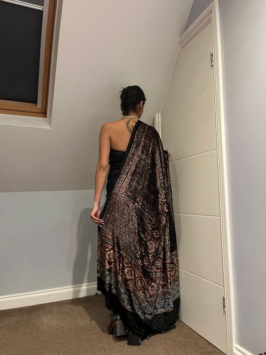 Ajrakh handcrafted velvet scarf