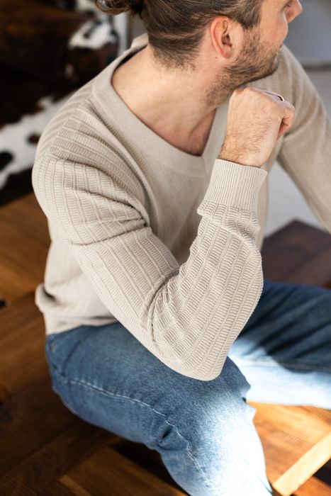 Post-Consumer Cotton V-Neck Knit