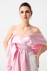 Jessie Q 2026: Pink-White Off-Shoulder Cape & Wide-Leg Set