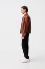 Jessie Q 2026: Brown Oversized Collar Leather Jacket