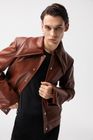 Jessie Q 2026: Brown Oversized Collar Leather Jacket