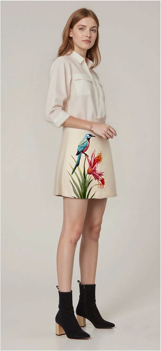 Print silk dress & skirt