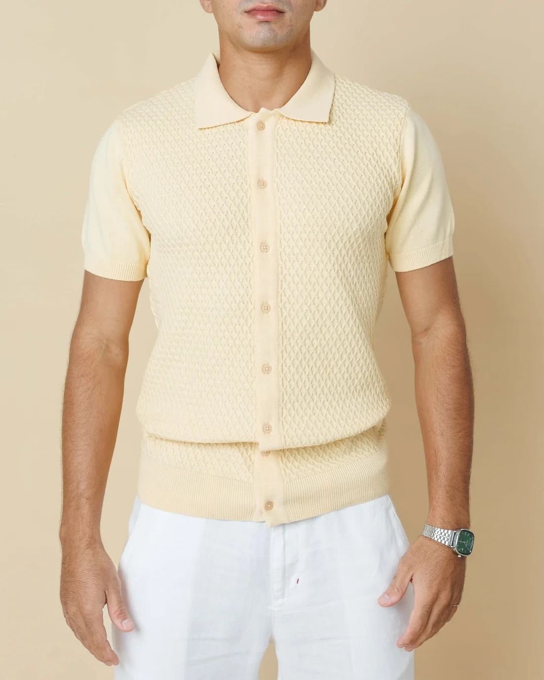 Diamond Weave Heritage Polo – Buttoned Edition