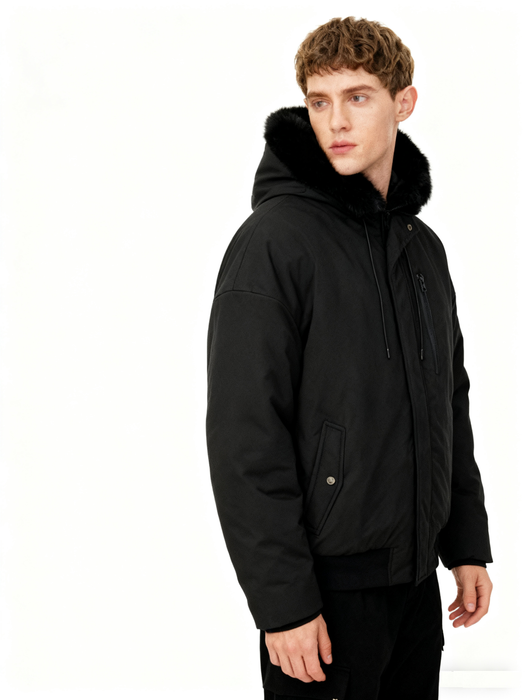 Men's faux fur collar windproof cotton-padded jacket