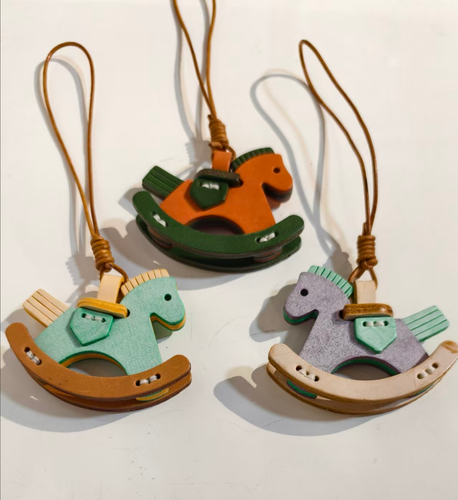 Genuine leather little pony bag charm
