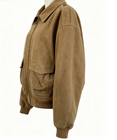 Clophilos Women's Camel Genuine Suede Leather Bomber Jacket - Oversized Vintage Style