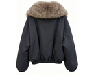 Clophilos Women's Black Luxurious Fur Collar Toggle Jacket - Short Oversized Winter Coat