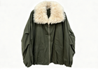 Clophilos Women's Army Green Fluffy Shearling Collar Zip-up Jacket - Oversized Winter Parka