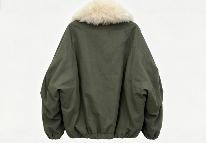 Clophilos Women's Army Green Fluffy Shearling Collar Zip-up Jacket - Oversized Winter Parka