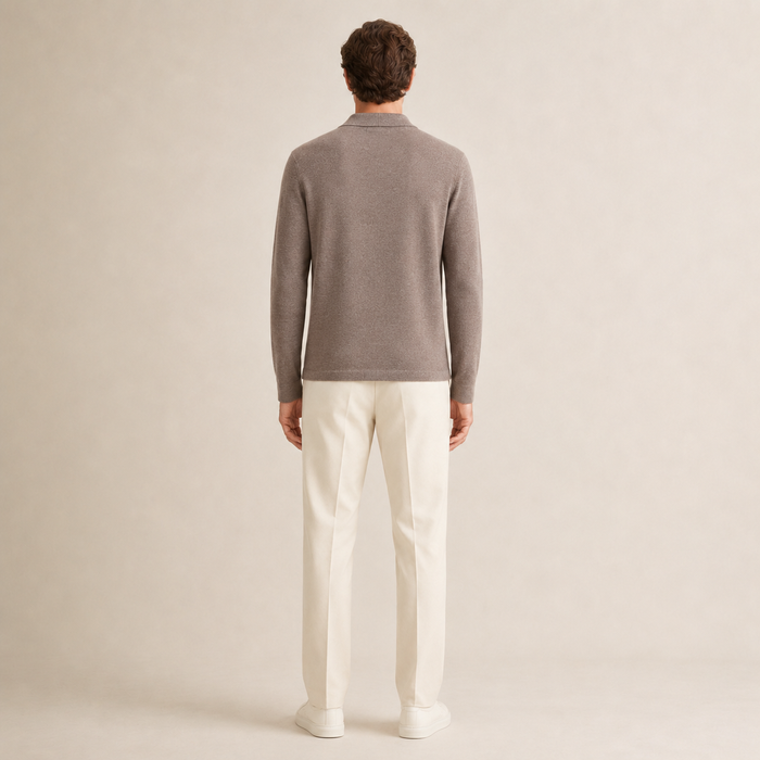 Merino Wool Polo Men Knitted Sweater