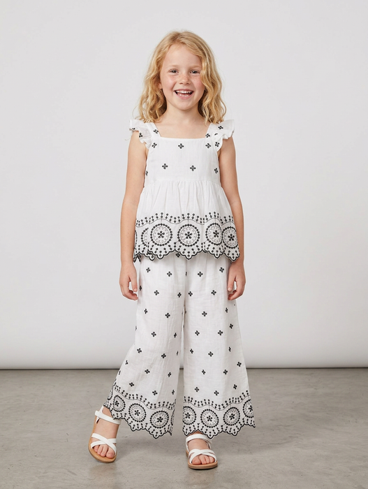 Girls Peplum Top and Wide-Leg Pant Set