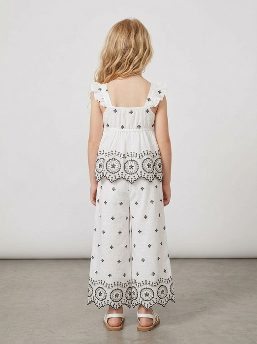 Girls Peplum Top and Wide-Leg Pant Set